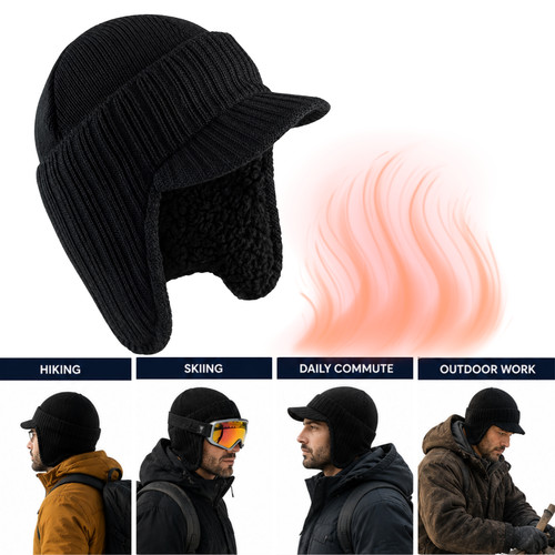 Mens peaked beanie hat - mens,
