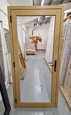 Plastic Oak Wrapped Single Door Un-glazed 2100x1000mm External Pre-hung SR05