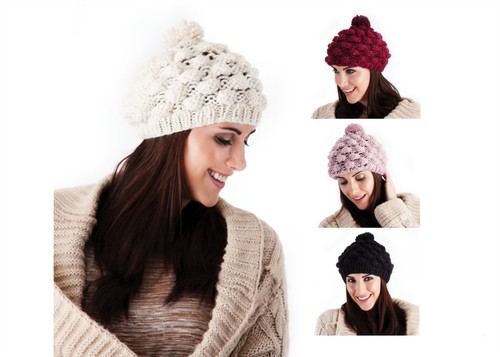 Ladies chunky knit bobble hat - ladies,