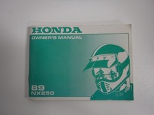 Honda NX250 Owner's Manual 1989