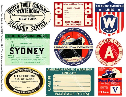 Steamship luggage stickers - luggage,
