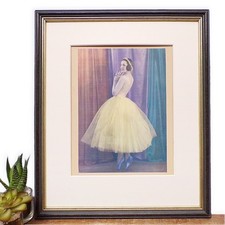 Vintage Wall Art Ballerina Dancer Framed Print 1950s Colour Photograph Picture