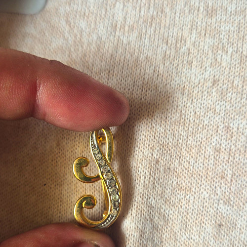 Gold letter brooch pin with - brooch,