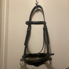 Unused Large Black Leather Bitless Bridle Noseband 56-64cm Headstall 95-115cm 