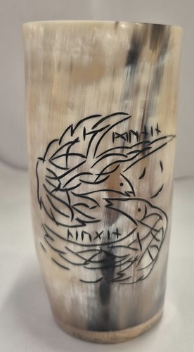 Buffalo horn mug with viking - buffalo,
