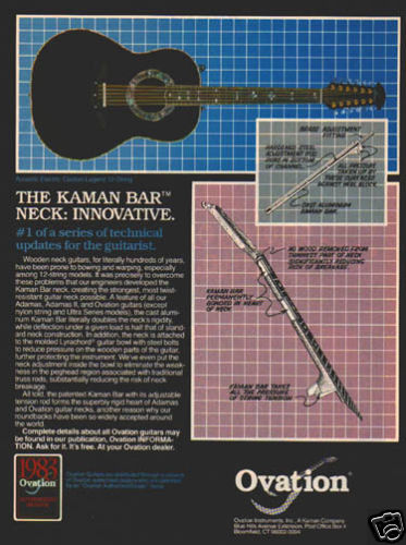 Ovation guitar pinup - ad, vtg