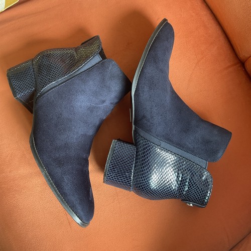 Moda pelle navy - in, ankle