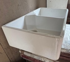 Rangemaster Double Belfast 2 bowl white fire clay ceramic sink 800 x 500mm