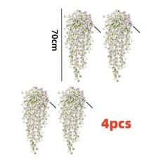 4PCS Artificial Fake Hanging Basket Plants Silk Flowers Vine Home Decor-Outdoor