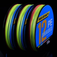 12 Strands PE Braided Fishing Line 100m 500m 1000m Multifilament Superb Casting