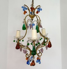 Antique Murano Venetian Glass Chandelier Fruits Pears 1950s Vintage Italian