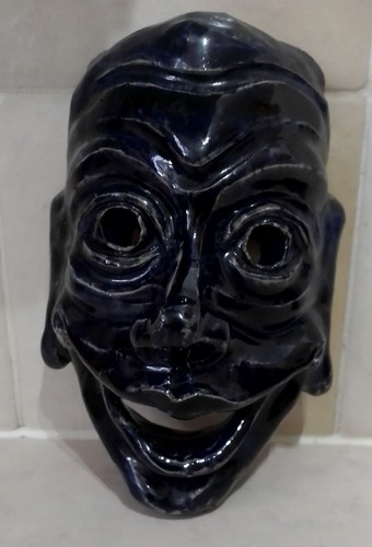 Glazed pottery face mask - pottery,