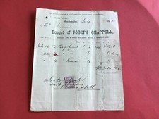 Joseph Chappell 1882 Hydraulic Lime & Cement Merchant Guidebridge receipt R34540