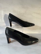 Nina Ricci Vintage Black Leather Court Shoes Heels Size 40 UK 6.5 Boxed