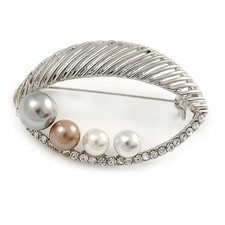 Silver Tone Crystal Faux Pearl