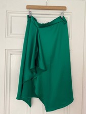 Zara Satin Look Emerald Green Skirt With Side Detail Medium