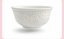 4 PCS White Embossed Ceramic