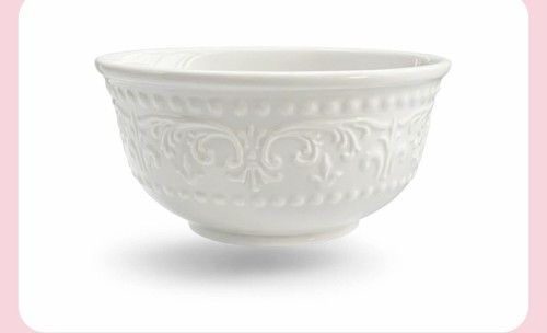 Pcs white embossed ceramic - white,