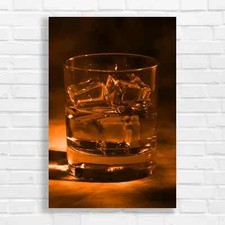 Warm Amber Whiskey Glass Orange Canvas Print Large Picture Wall Art