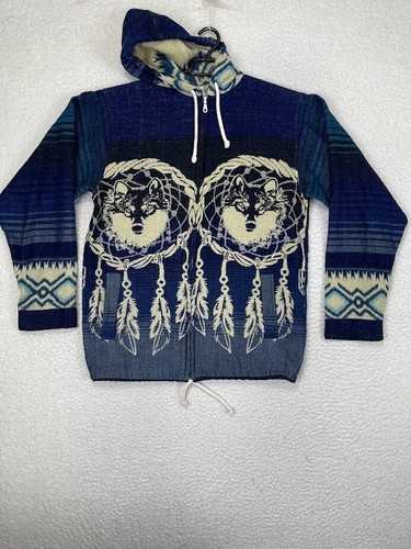 Tribal jacket men blue - jacket, white