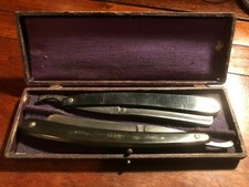 Antique / Vintage Sheffield and Solingen Straight Razors x 2 in Presentation Box