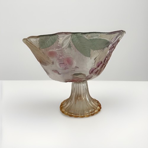 Tall glass bowl dish red - glass,