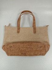 Hotter Hand Bag Fabric Cork Style Top Handled 7" x 13" Good Condition