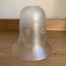 Vintage Mid Century Etched Frosted Glass Ceiling Light Shade 13.5cm L / 14cm D