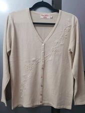 Honor Millburn Beige Embroidered Cardigan UK 14-16 US 10-12 EU 42-44 Beaded Top