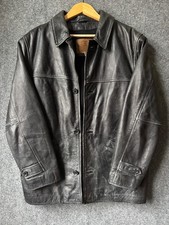 Ciro Citterio Mens Leather Jacket Coat Button Closure Medium Black