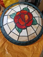 Tiffany Style Stained Glass Ceiling Light Shade Tulip Pattern 18” diameter