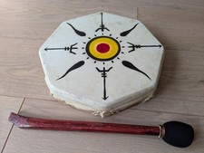 Shamanic Tribe Hand Drum With Decorated Hide Skin Inc. Beater 30cm/ 12 Inches 