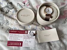 Radley Rose Gold Copper Plated Metal Mesh Bracelet Watch and Heart Dog Charm