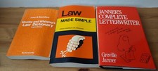 3 x Law Book Bundle - Mozley Law Dictionary Law Made Simple & Janner's Letterwri