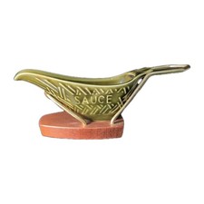 Vintage Crown Devon Mint Sauce Boat With Wyncraft Wooden Stand