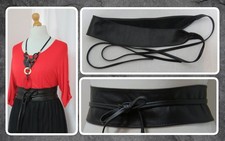BNWT, QUIRKY, LAGENLOOK, GENUINE LEATHER, BLACK, ITALIAN, OBI, SASH BELT
