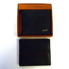 2 x BLACK LEATHER BI-FOLD WALLETS, PAUL COSTELLOE AND CORDER OF LONDON