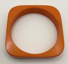 Vintage Bakelite Orange Square Bangle With Rounded Edges