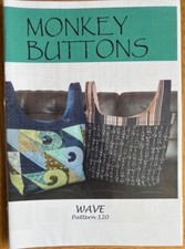 Monkey Buttons "Wave" Bag Pattern. Size 12 x 18 ins (inc handles). Patchwork.