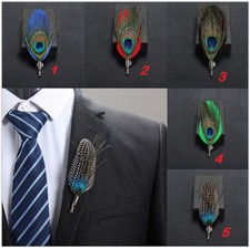 Peacock Feather Brooch Pin Hat or Lapel Wedding Races Day Party Hat Clip Gifts