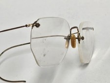 Shuron Vintage Etched Gold Early Metal Rimless Glasses Frames