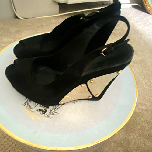 Gucci black suede slingback - black,