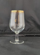 Set of 6 Gold Rimmed Crystal Wine Glasses with Etched Design