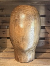 Carved Wood Milinery Hat Display Head - Wooden Shop Display Head #OTR57