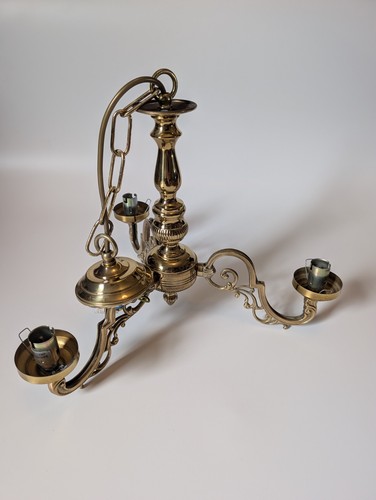 Three arm brass chandelier - brass,