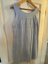 Alice Collins Size 12 Summer Shift Dress In Pale Blue Embroidered Flowers