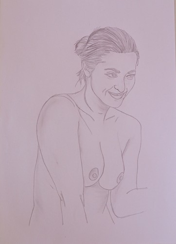 Original nude figure pencil - original,