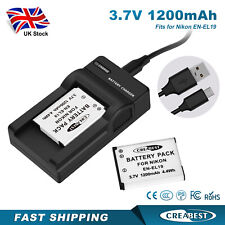 2pack EN-EL19 ENEL19 Battery+Charger for Nikon Coolpix S3100 S3200 S3300 S3500