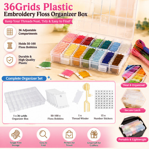 Embroidery floss organizer box - floss,