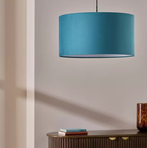 Habitat teal velvet lampshade - teal,